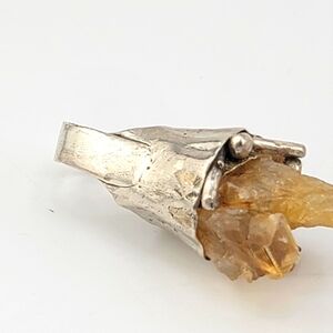 RAW CITRINE TORCH STATEMENT RING HANDMADE IN STERLING SILVER METAL SIZE 7.5